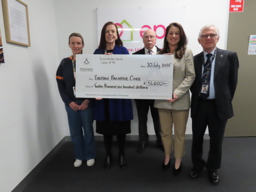 Genreous donation from Freemason's Foundation Victoria and Blackburn Freemason's Lodge 